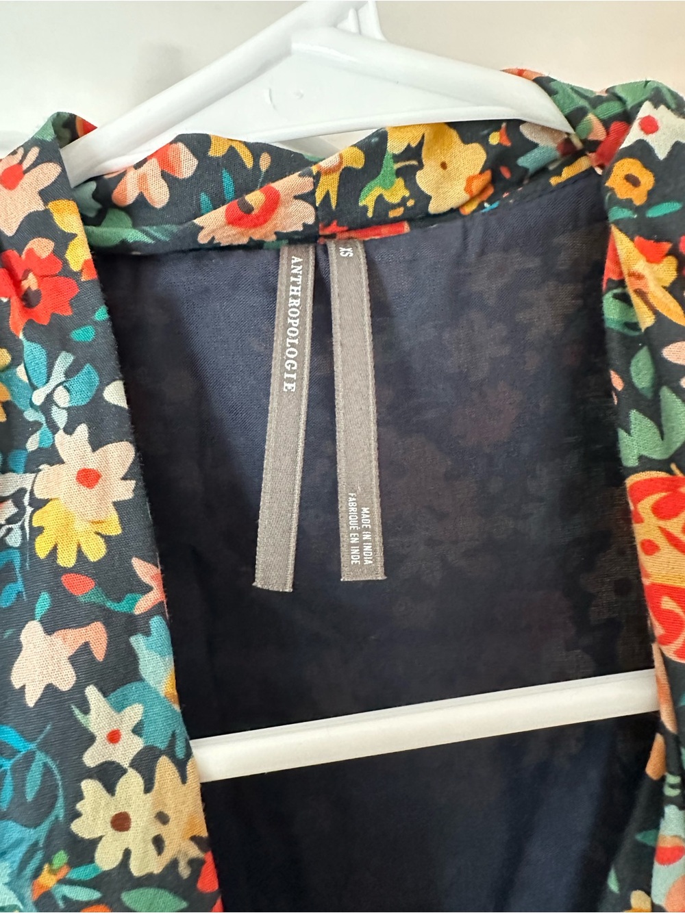 Anthropologie Navy Floral Zip-Front Mini Dress - Picture 3 of 4